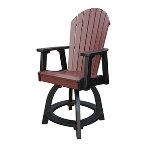 Amish Adirondack Swivel Counter-Height Rocker in Cherrywood & Black