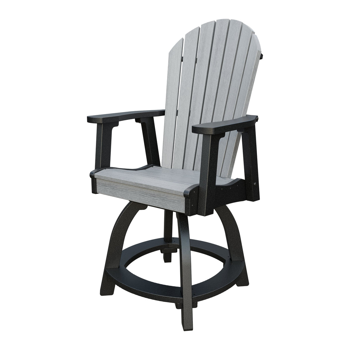 Amish Adirondack Swivel Counter Height Chair in Driftwood Gray & Black