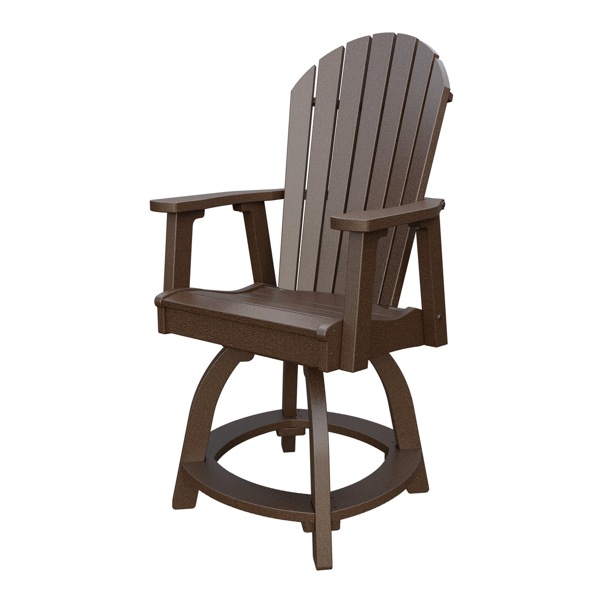 Amish Adirondack Swivel Counter-Height Rocker in Milwaukee Brown