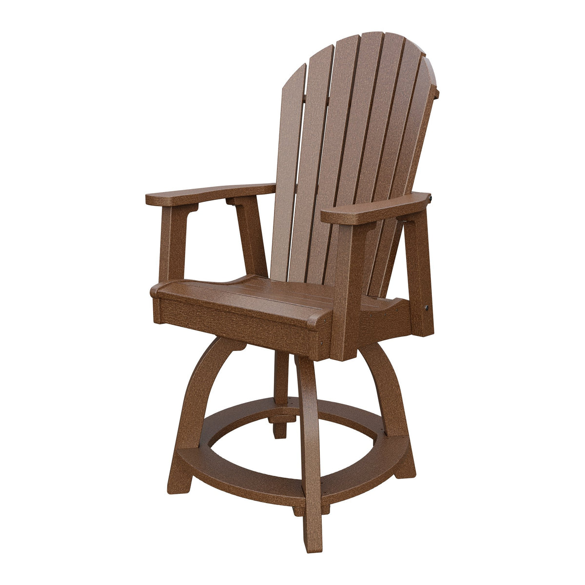 Amish Adirondack Swivel Counter-Height Rocker in Tudor Brown