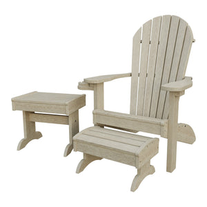 Amish Adirondack 4pc Patio Set: Chair, Footstool, Cupholder & End Table in Birchwood
