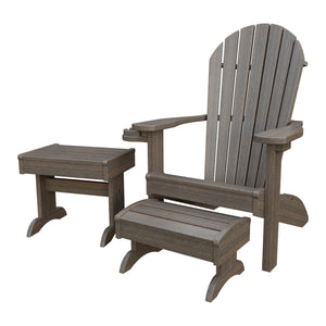 Amish Adirondack 4pc Patio Set: Chair, Footstool, Cupholder & End Table in Brazilian Walnut