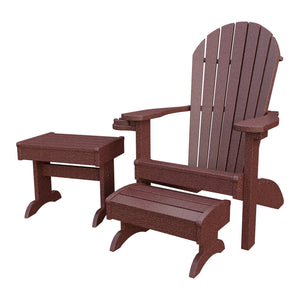 Amish Adirondack 4pc Patio Set: Chair, Footstool, Cupholder & End Table in Cherrywood