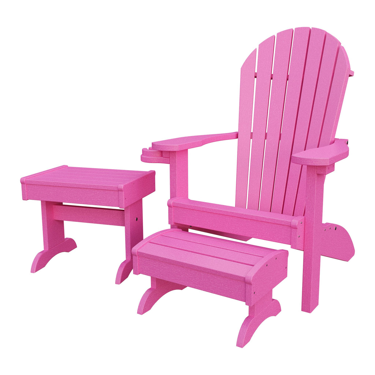 Amish Adirondack 4pc Patio Set: Chair, Footstool, Cupholder & End Table in Pink