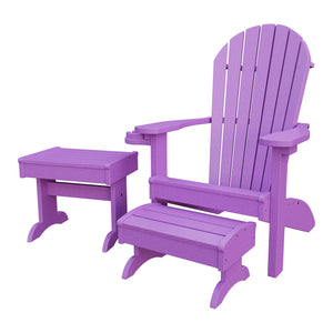 Amish Adirondack 4pc Patio Set: Chair, Footstool, Cupholder & End Table in Bright Purple