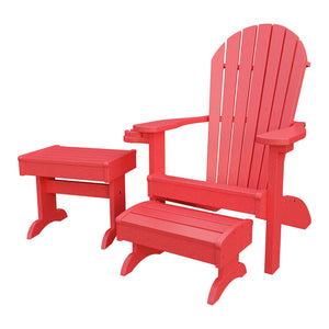 Amish Adirondack 4pc Patio Set: Chair, Footstool, Cupholder & End Table in Red