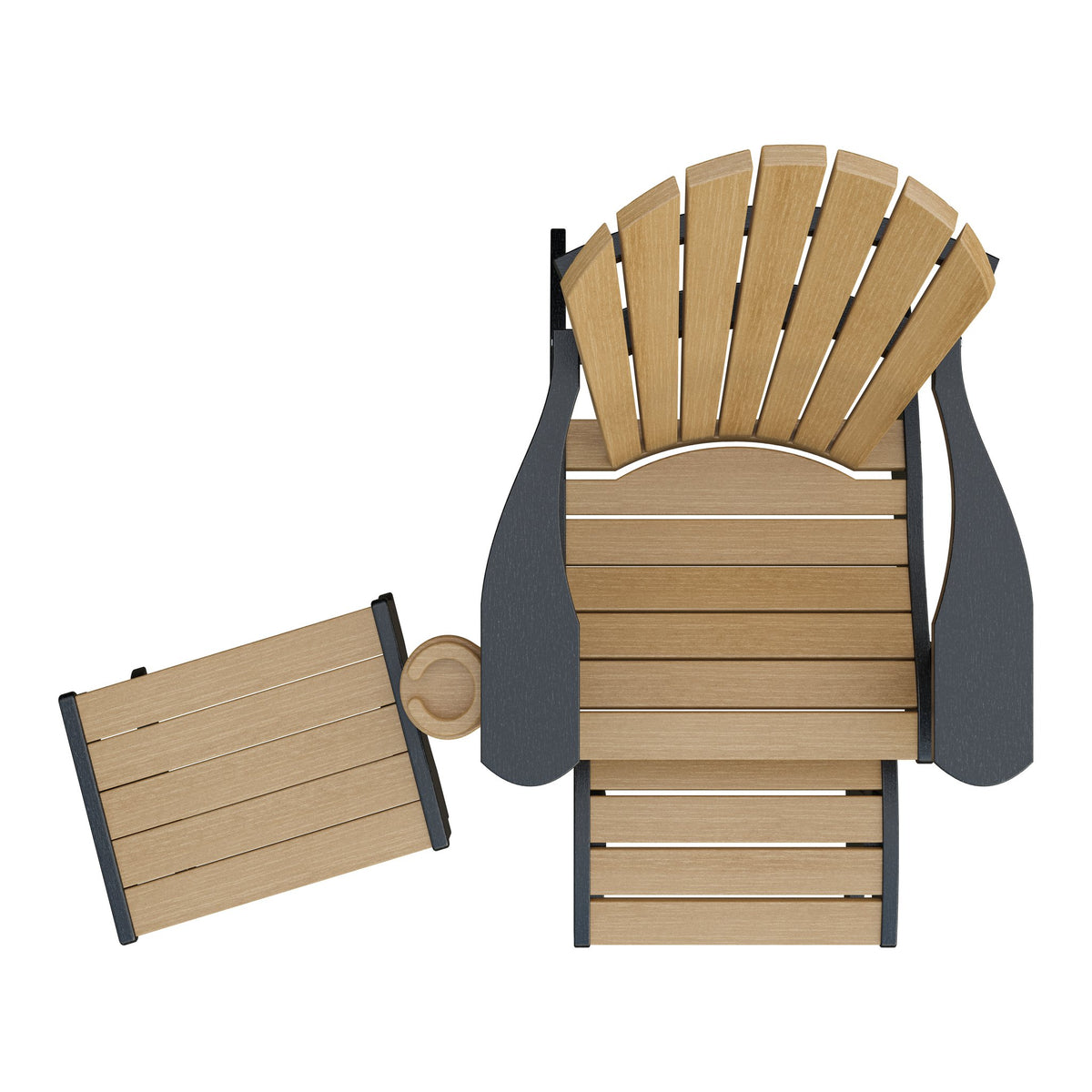 Amish Adirondack 4pc Patio Set: Chair, Footstool, Cupholder & End Table