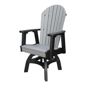 Amish Adirondack Swivel Dining Rocker in Driftwood Gray & Black