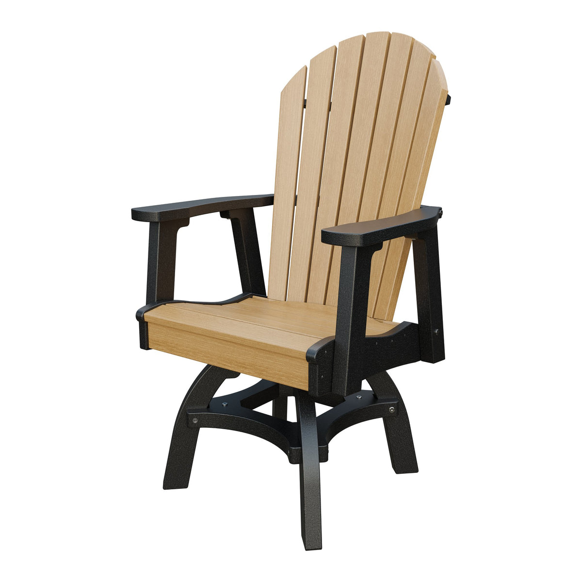 Amish Adirondack Swivel Dining Chair in Natural Teak & Black