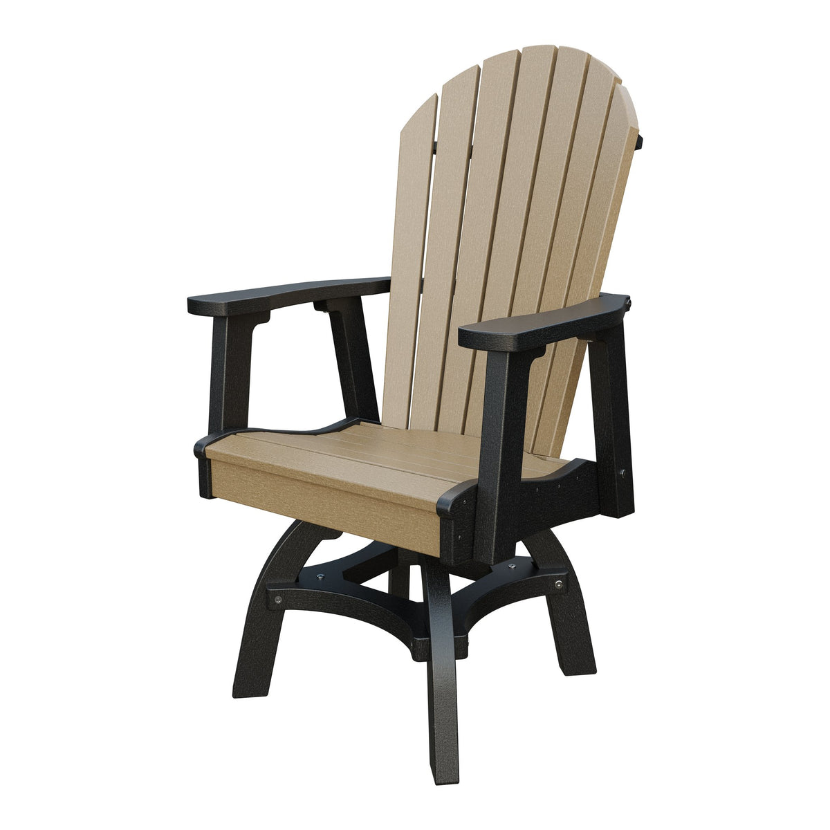Amish Adirondack Swivel Dining Chair in Weathered Wood & Black