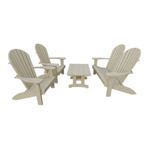 Amish Adirondack 4pc Patio Garden Set: Loveseat, 2 Chairs & Coffee Table in Birchwood