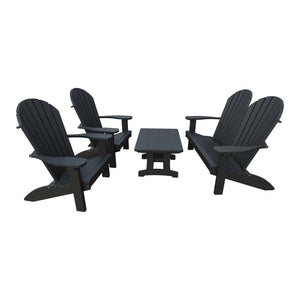 Amish Adirondack 4pc Patio Garden Set: Loveseat, 2 Chairs & Coffee Table in Black