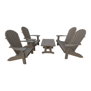 Amish Adirondack 4pc Patio Garden Set: Loveseat, 2 Chairs & Coffee Table in Brazilian Walnut