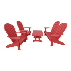 Amish Adirondack 4pc Patio Garden Set: Loveseat, 2 Chairs & Coffee Table in Cardinal Red