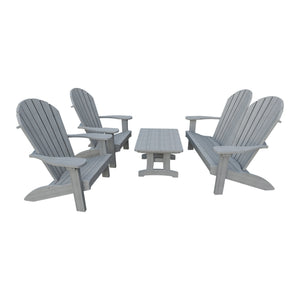 Amish Adirondack 4pc Patio Garden Set: Loveseat, 2 Chairs & Coffee Table in Driftwood Gray