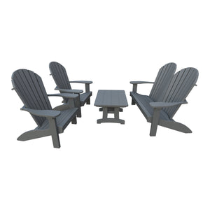 Amish Adirondack 4pc Patio Garden Set: Loveseat, 2 Chairs & Coffee Table in Gray