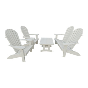Amish Adirondack 4pc Patio Garden Set: Loveseat, 2 Chairs & Coffee Table in Ivory