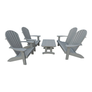 Amish Adirondack 4pc Patio Garden Set: Loveseat, 2 Chairs & Coffee Table in Light Gray