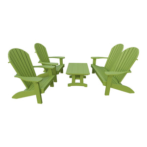 Amish Adirondack 4pc Patio Garden Set: Loveseat, 2 Chairs & Coffee Table in Tropical Lime Green