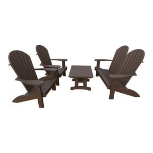Amish Adirondack 4pc Patio Garden Set: Loveseat, 2 Chairs & Coffee Table in Milwaukee Brown