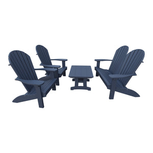 Amish Adirondack 4pc Patio Garden Set: Loveseat, 2 Chairs & Coffee Table in Patriot Blue