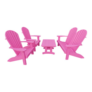 Amish Adirondack 4pc Patio Garden Set: Loveseat, 2 Chairs & Coffee Table in Pink