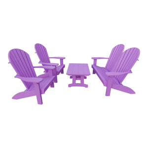 Amish Adirondack 4pc Patio Garden Set: Loveseat, 2 Chairs & Coffee Table in Bright Purple