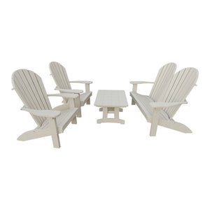 Amish Adirondack 4pc Patio Garden Set: Loveseat, 2 Chairs & Coffee Table in Seashell
