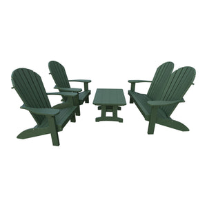 Amish Adirondack 4pc Patio Garden Set: Loveseat, 2 Chairs & Coffee Table in Turf Green