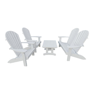Amish Adirondack 4pc Patio Garden Set: Loveseat, 2 Chairs & Coffee Table in Bright White