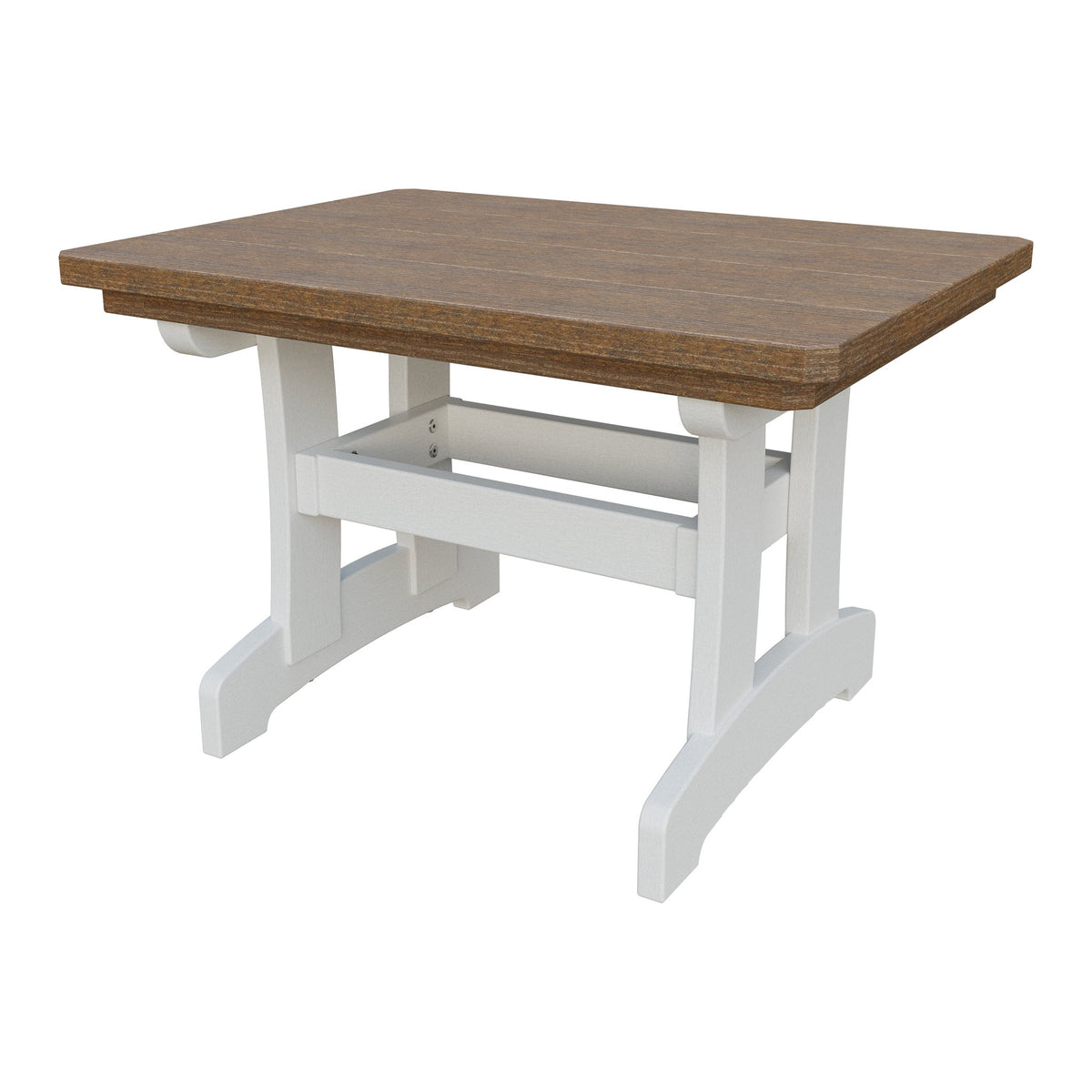Amish Adirondack Rectangle Poly Outdoor Coffee Table in Antique Mahogany & White