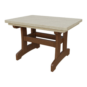 Amish Adirondack Rectangle Poly Outdoor Coffee Table in Birchwood & Tudor Brown