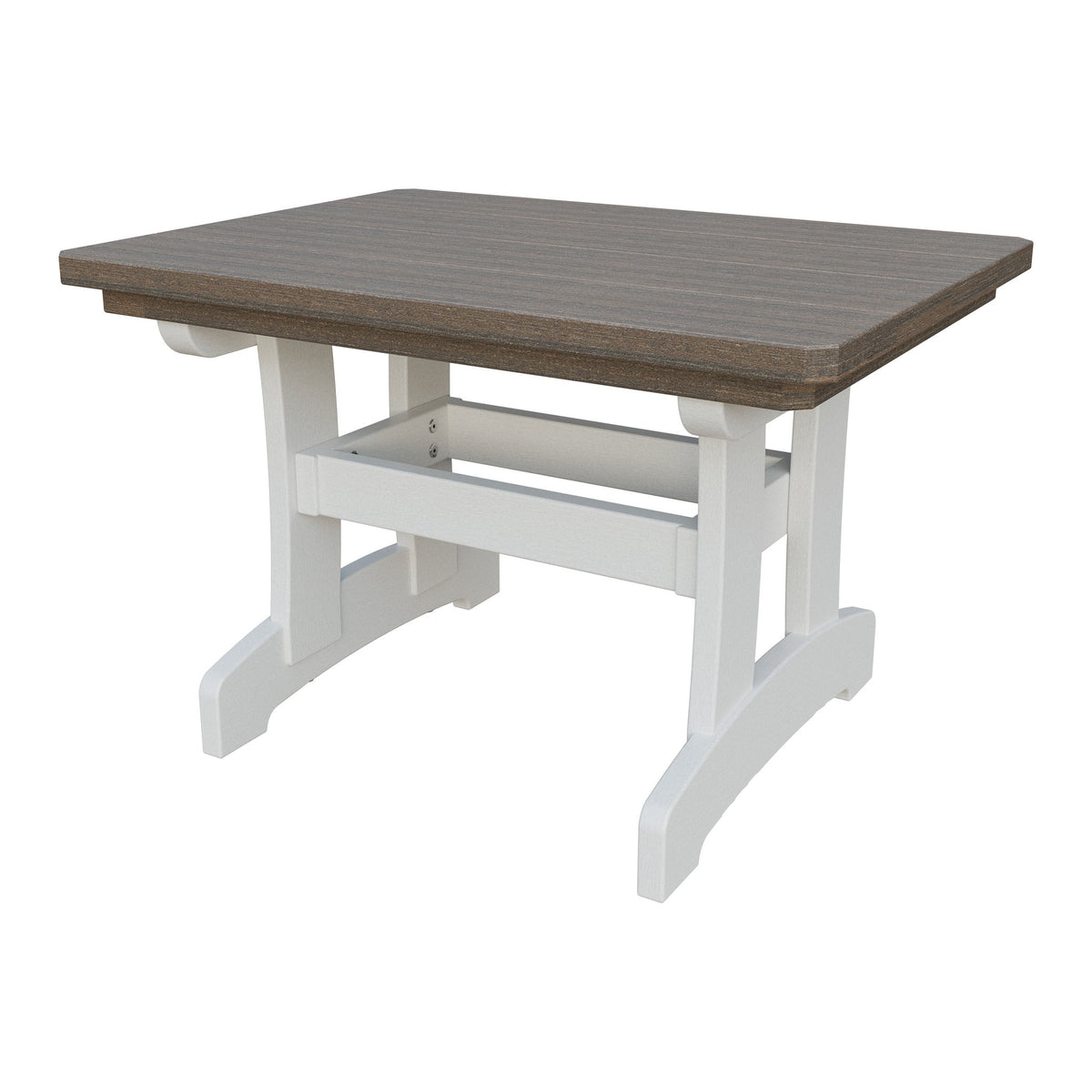 Amish Adirondack Rectangle Poly Outdoor Coffee Table in Brazilian Walnut & White