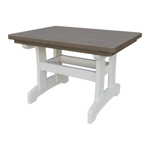 Amish Adirondack Rectangle Poly Outdoor Coffee Table in Brazilian Walnut & White
