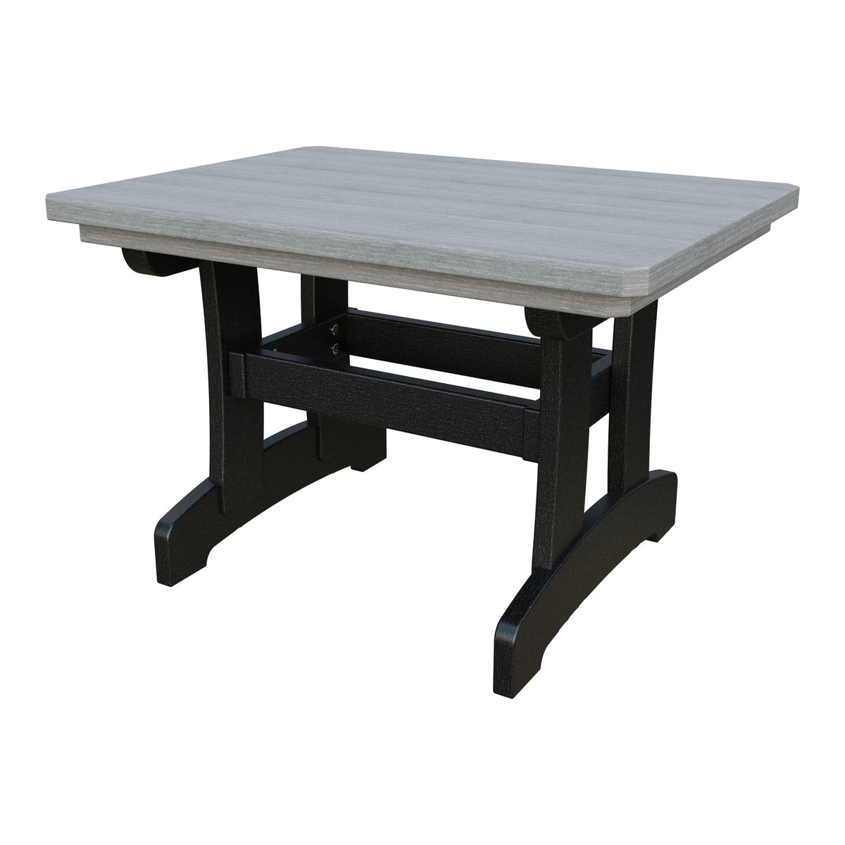 Amish Adirondack Rectangle Poly Outdoor Coffee Table in Driftwood Gray & Black
