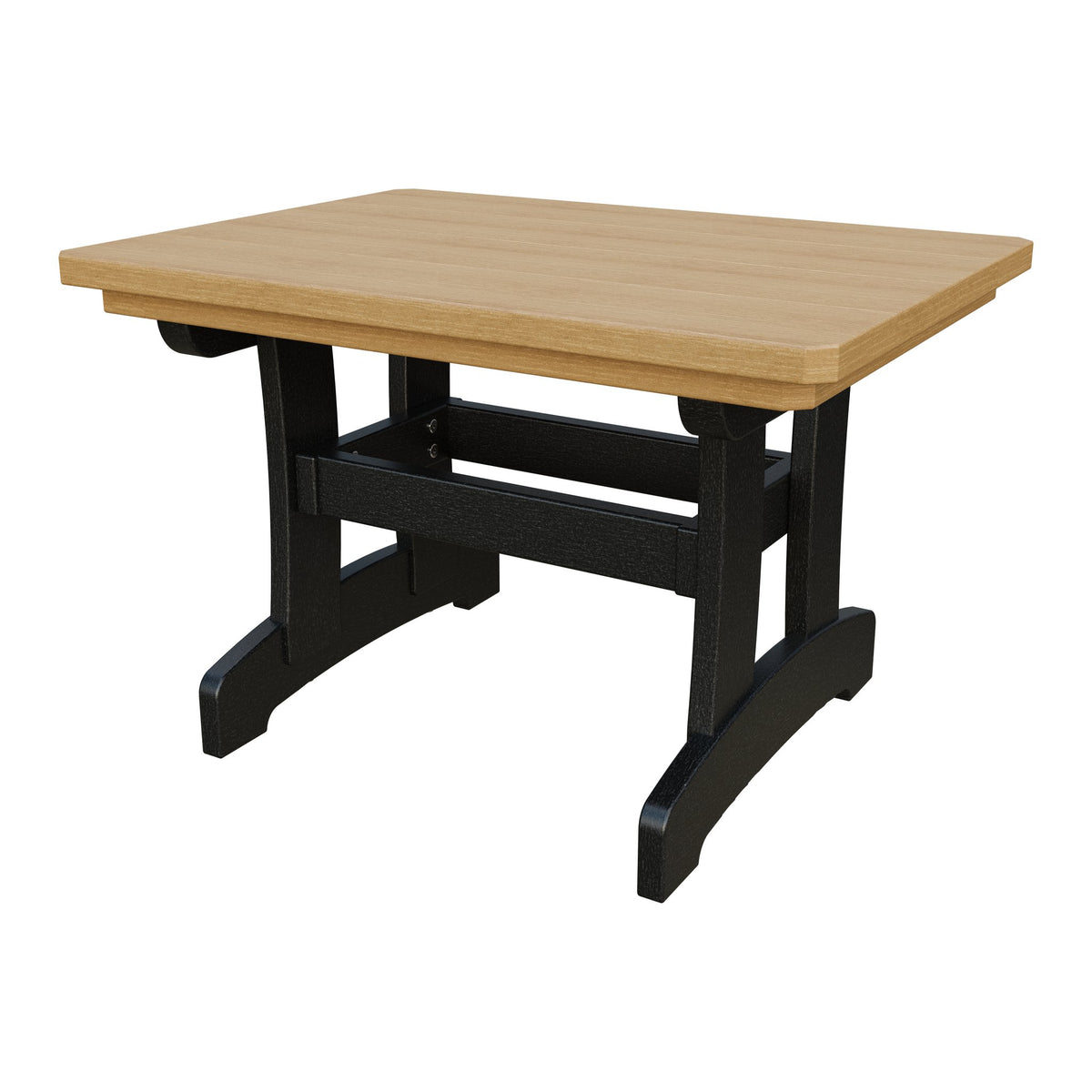 Amish Adirondack Rectangle Poly Outdoor Coffee Table in Natural Teak & Black