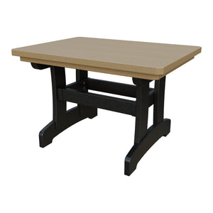 Amish Adirondack Rectangle Poly Outdoor Coffee Table in Weathered Wood & Black