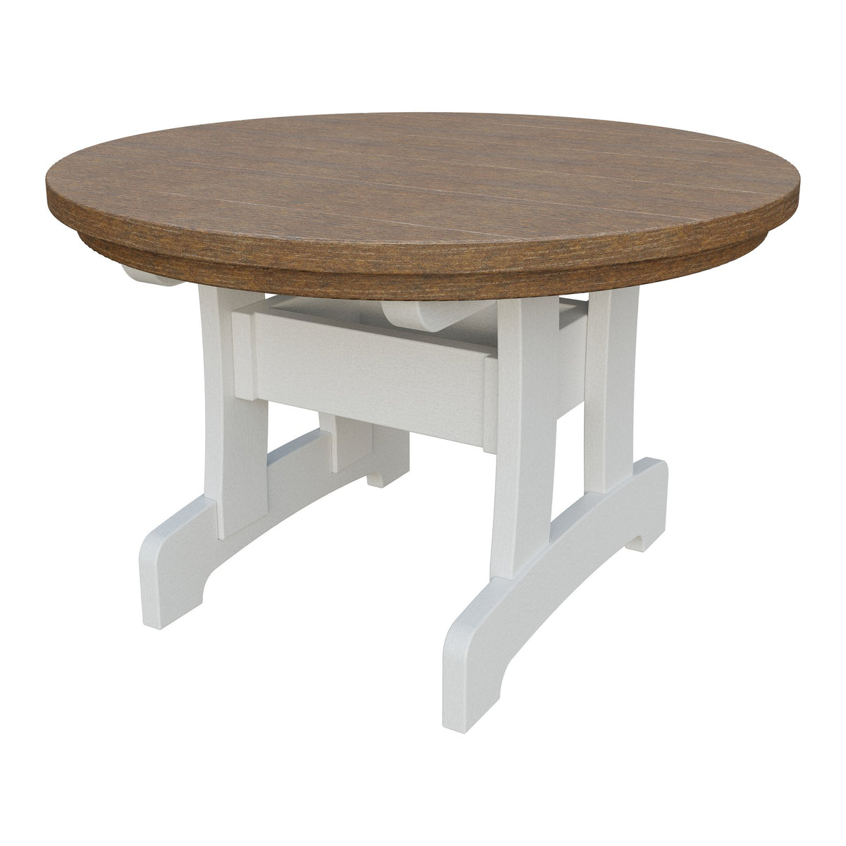 Amish Adirondack Round Poly Coffee Table in Antique Mahogany & White
