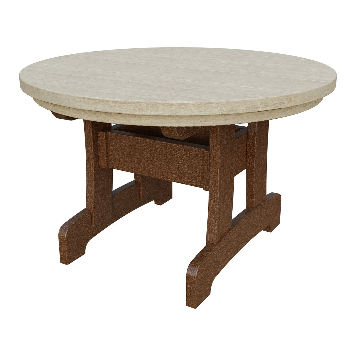 Amish Adirondack Round Poly Coffee Table in Birchwood & Tudor Brown