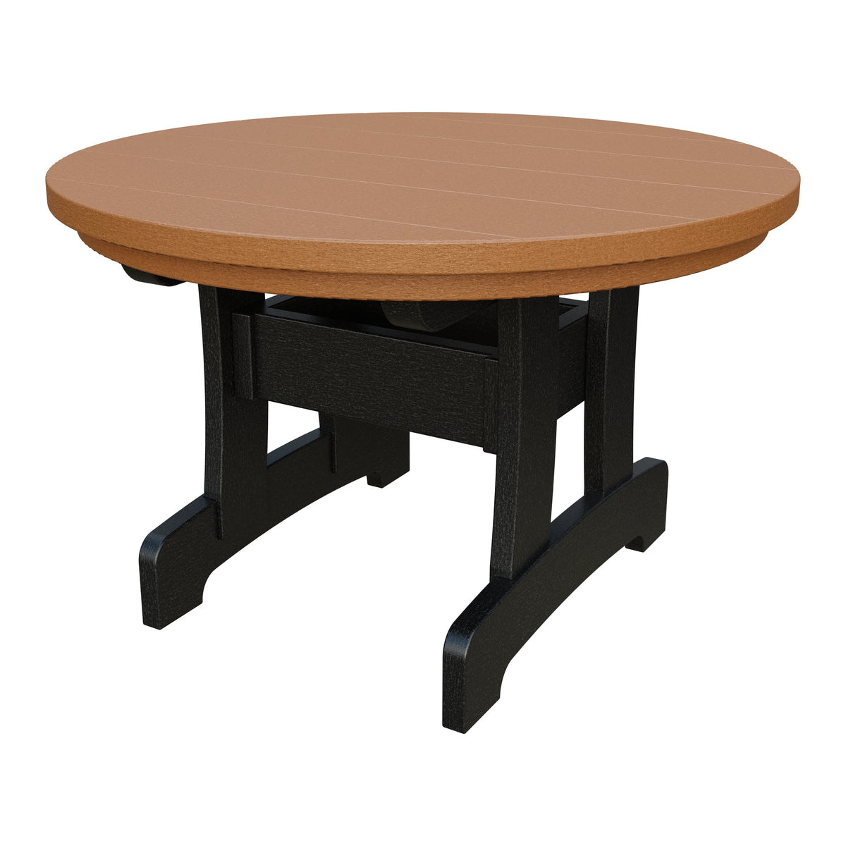 Amish Adirondack Round Poly Coffee Table in Cedar & Black