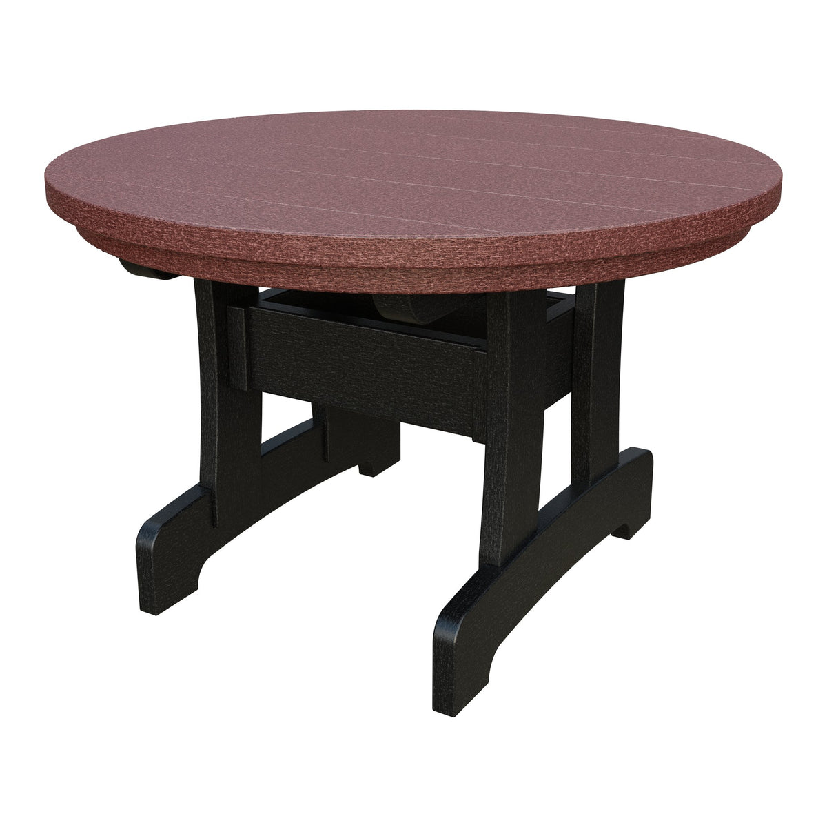 Amish Adirondack Round Poly Coffee Table in Cherrywood & Black