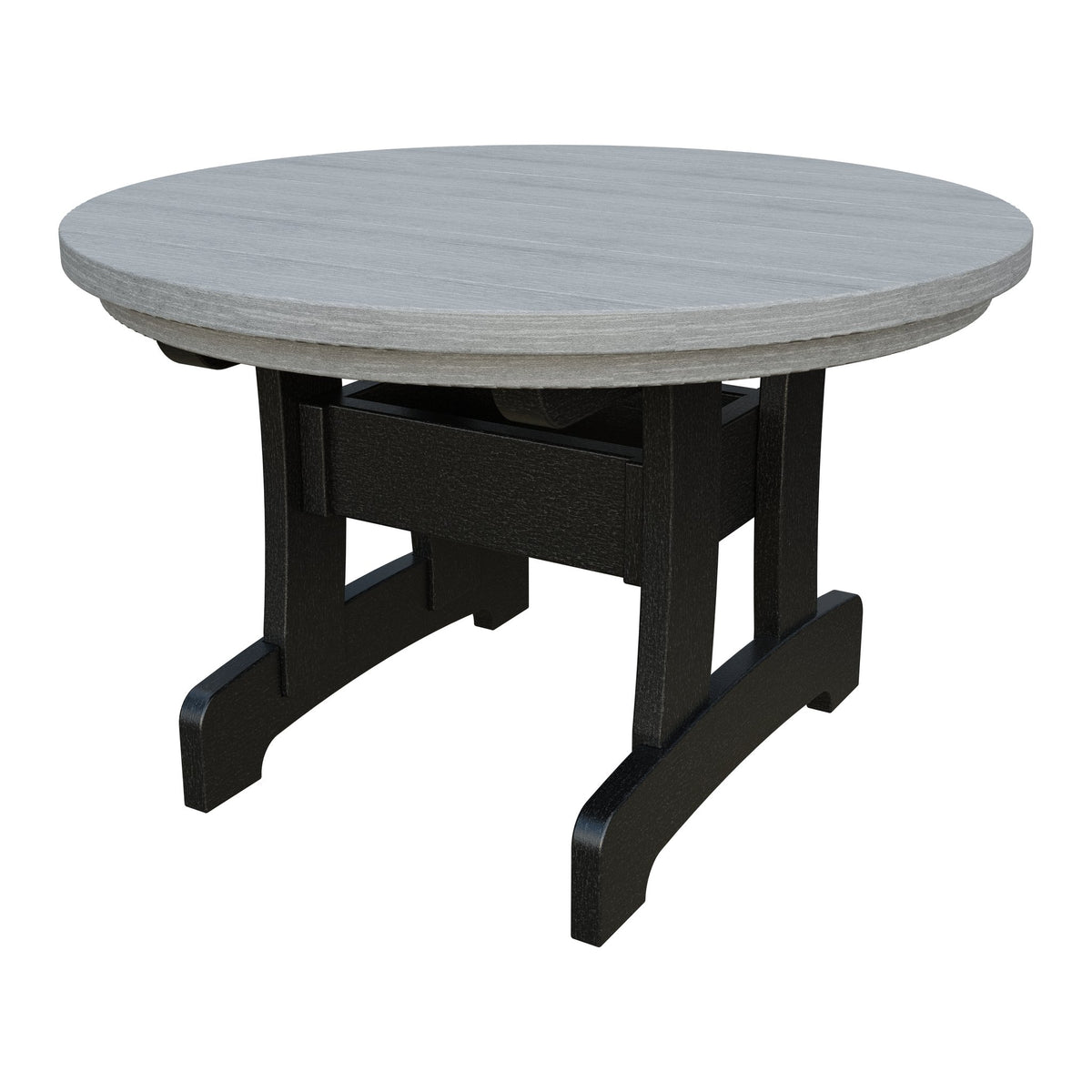 Amish Adirondack Round Poly Coffee Table in Driftwood Gray & Black