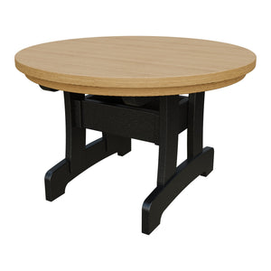 Amish Adirondack Round Poly Coffee Table in Natural Teak & Black