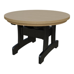 Amish Adirondack Round Poly Coffee Table in Weathered Wood & Black