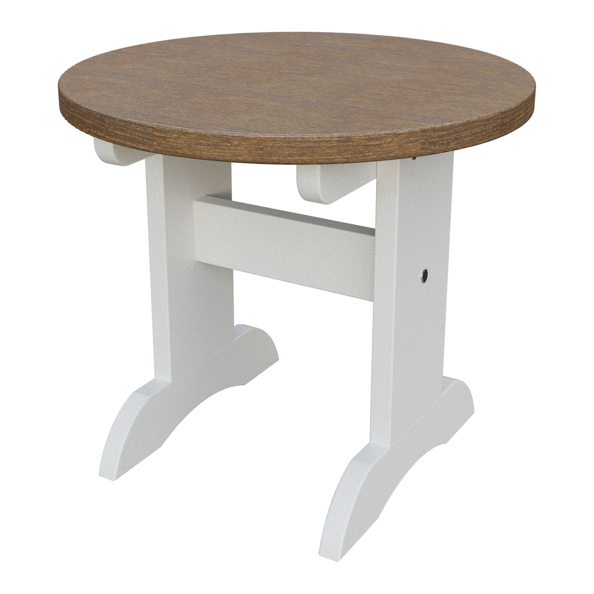 Amish Adirondack Round End Table in Antique Mahogany & White