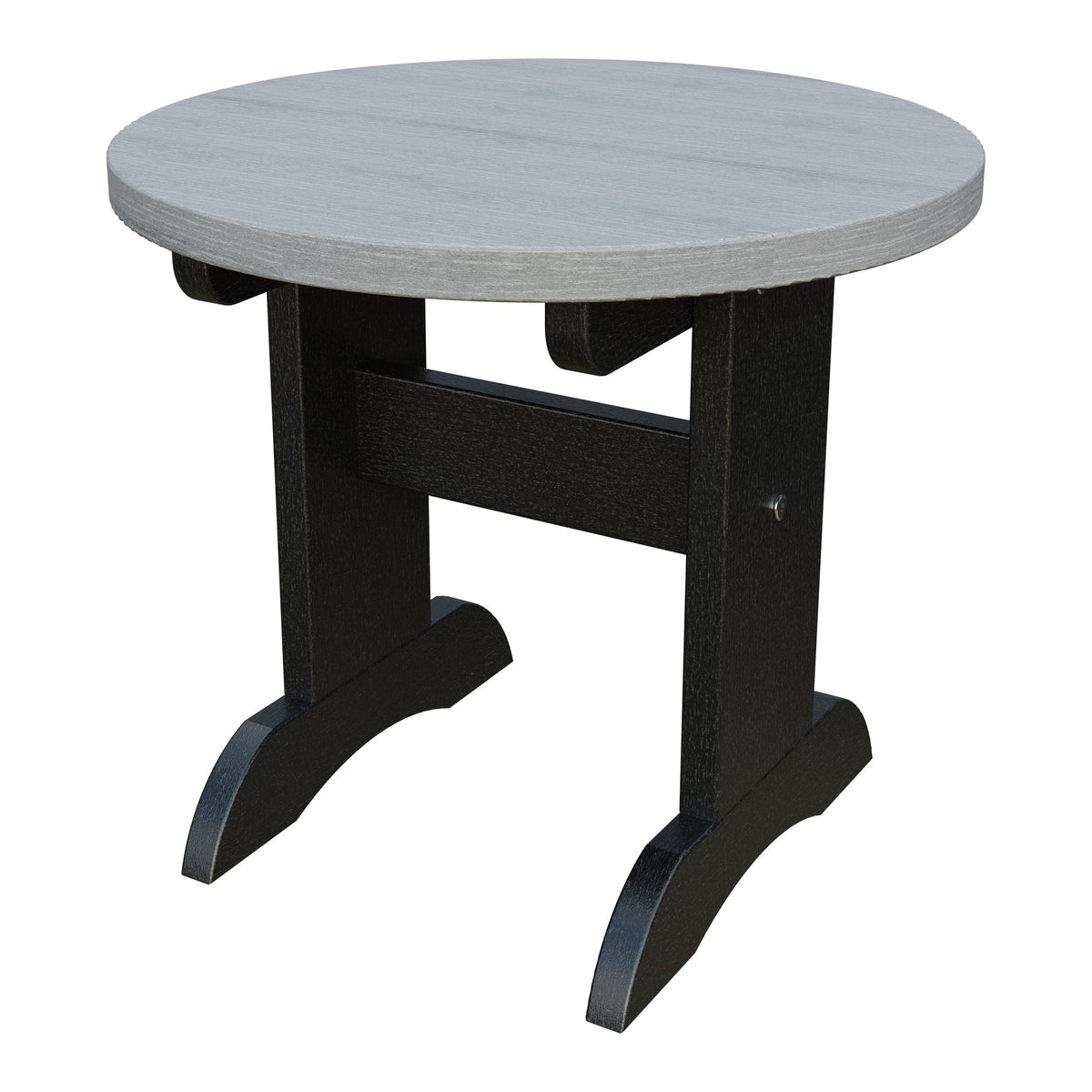 Amish Adirondack Round End Table in Driftwood Gray & Black