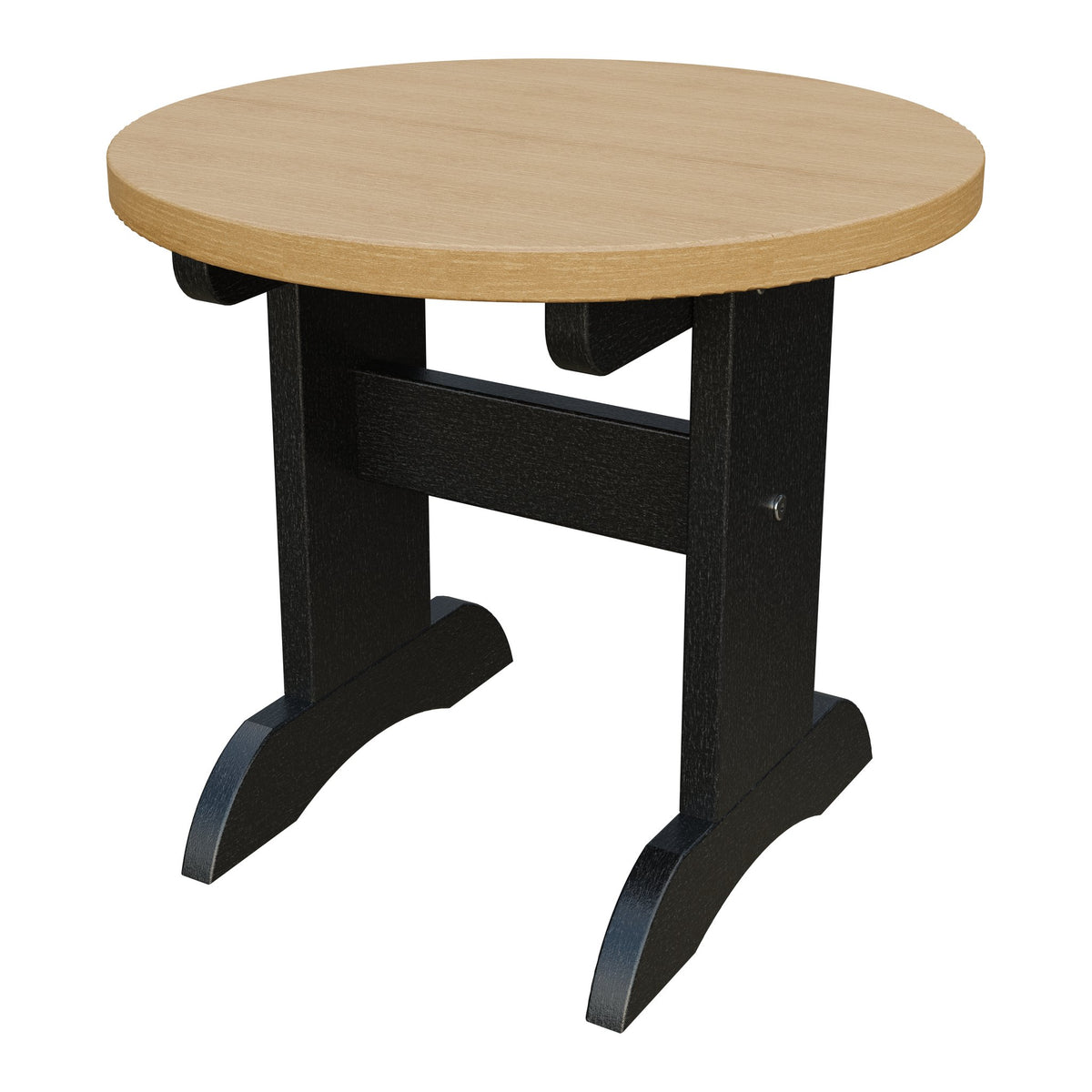 Amish Adirondack Round End Table in Natural Teak & Black