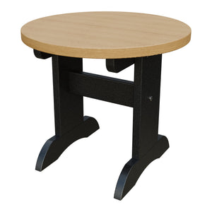 Amish Adirondack Round End Table in Natural Teak & Black