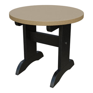 Amish Adirondack Round End Table in Weathered Wood & Black