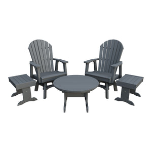 Amish Adirondack 5pc Set: 2 Swivel Dining Chairs, 2 End Tables & Round Coffee Table in Gray